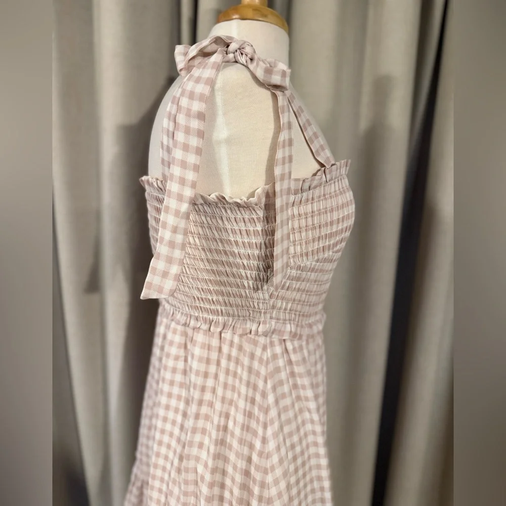 Altar'd State Ivory and Mauve Checkered Mini Dress - Picture 3 of 8